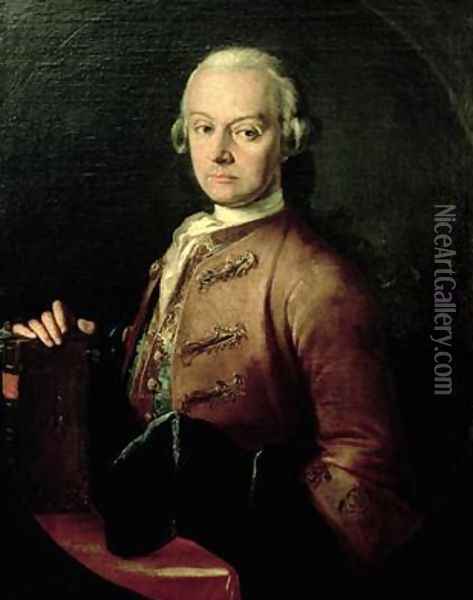 Johann Georg Leopold Mozart 1719-87 Oil Painting - Peter Anton Lorenzoni