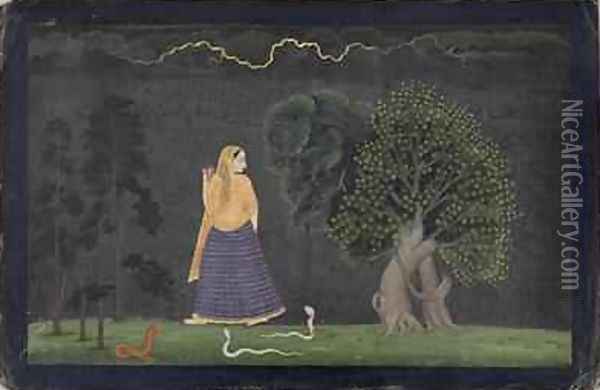Heroine Rushing to Her Lover from the Punjab Hills Oil Painting - Nainsukh
