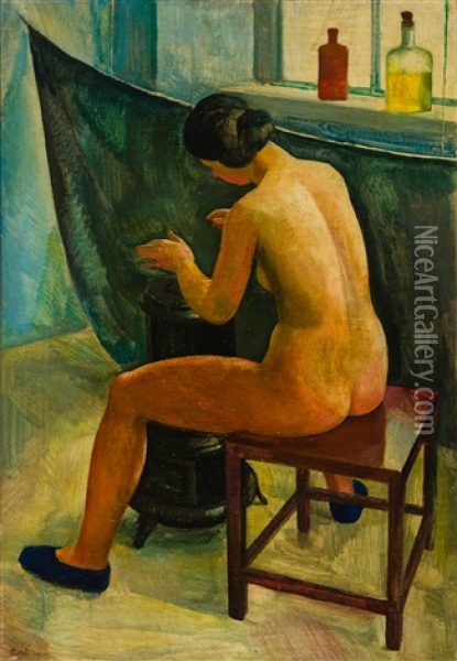Weiblicher Ruckenakt Oil Painting - Karoly Patko
