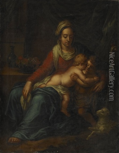 Madonna Med Barnet Och Johannes Doparen Oil Painting - Jean Joseph (Pottekens-Verhaghen) Verhaghen