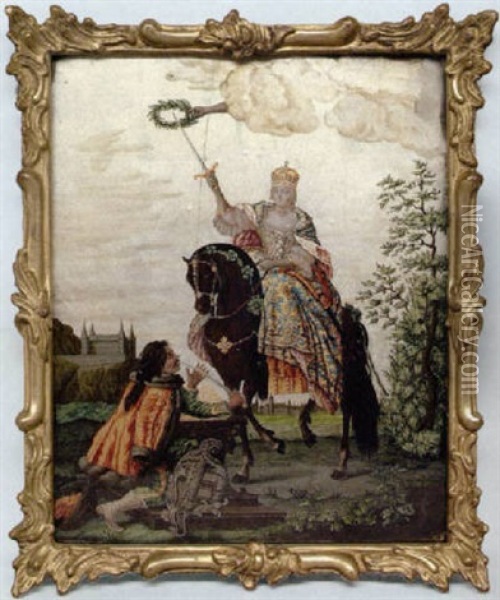Maria Theresia Als Konigin Von Ungarn Beim Schwertstreich Auf Dem Kronungshugel Oil Painting - Nikolaus Michael Spengler
