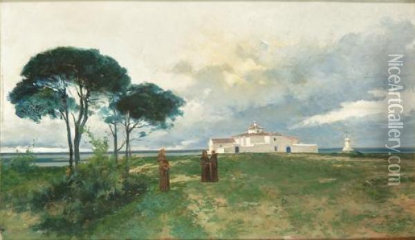 Monasterio De La Rabida Oil Painting - Enrique Estevan Y Vicente