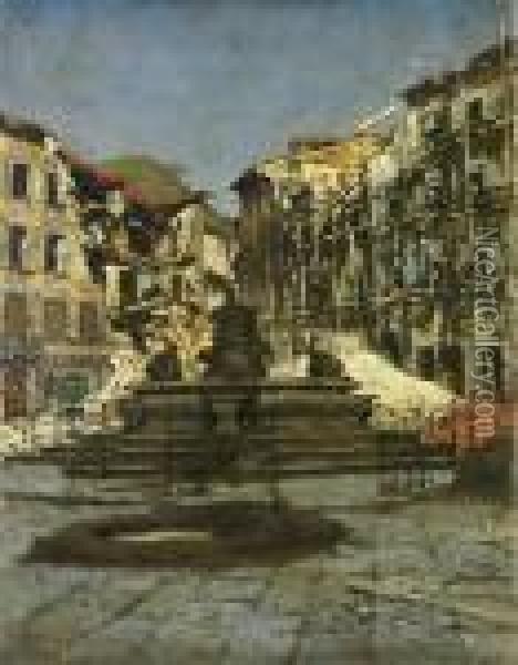 Piazza Con Rovine Oil Painting - Adolfo Tommasi