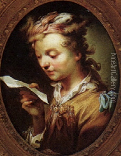 Portrait Of A Young Man Reading A Letter, Half Length Oil Painting - Johann Conrad Seekatz
