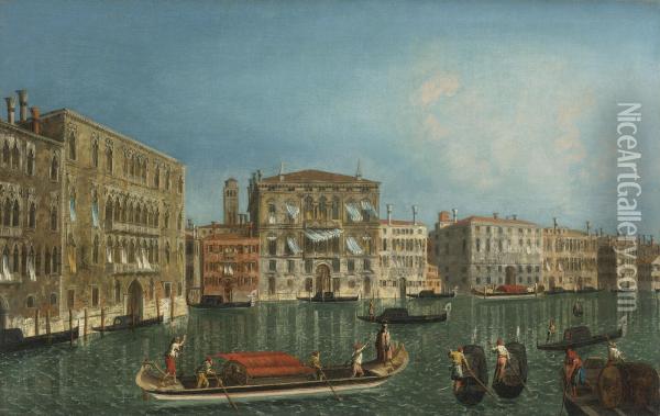 The Grand Canal, Venice, With Palazzo Foscari And Palazzo Balbi Oil Painting - Michele Marieschi