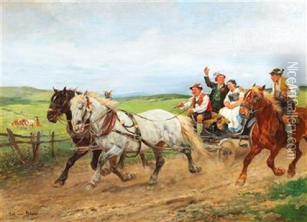 Joyous Return Oil Painting - Julius von Blaas