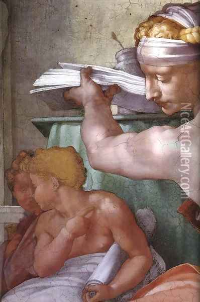The Libyan Sibyl (detail) Oil Painting - Michelangelo Buonarroti