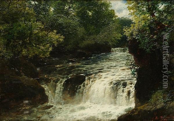 A Waterfall On A River Oil Painting - John Brandon Smith