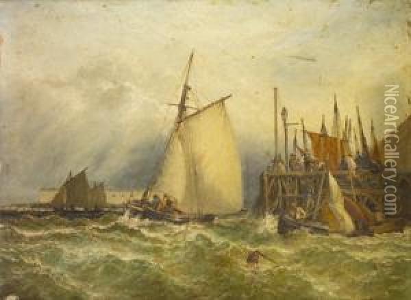 The Entrance To Portsmouth Harbour Oil Painting - Henry Thomas Dawson