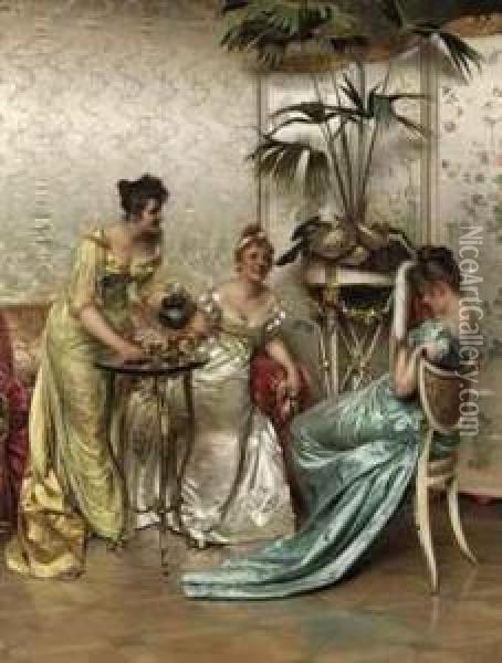 Teatime Tales Oil Painting - Charles Joseph Frederick Soulacroix