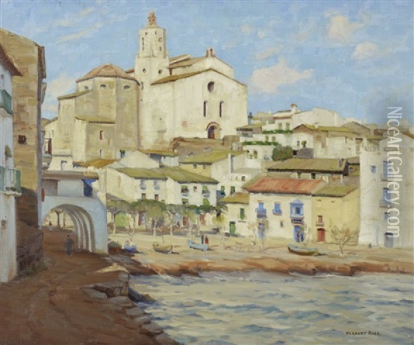 Cadagues, Water Front, Spain Oil Painting - Herbert Rose