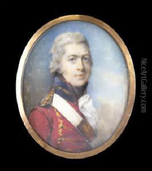 Miniature Portrait Of Joseph Hone In Military Uniform (1775-1857), 1797 Oil Painting - Horace Hone
