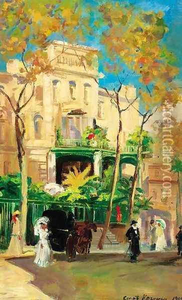 Hotel in Sunshine Oil Painting - Konstantin Alexeievitch Korovin