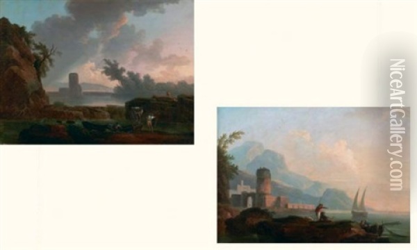 Marine (+ Another Similar; Pair) Oil Painting - Jean Francois Foucher