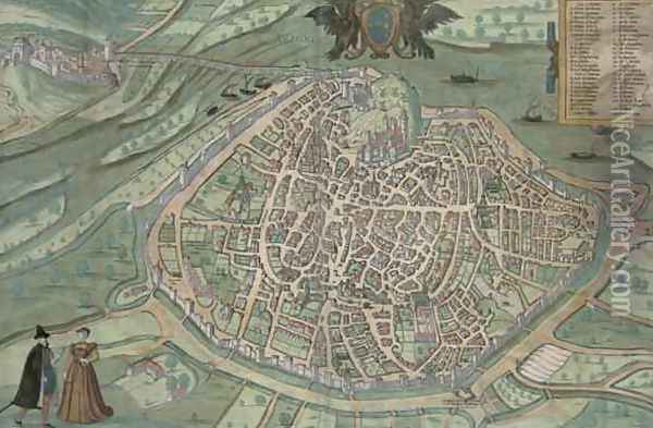 Map of Avignon from Civitates Orbis Terrarum Oil Painting - Joris Hoefnagel