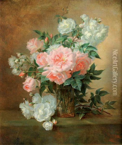 Roses Dans Un Vase Oil Painting - Therese Guerin
