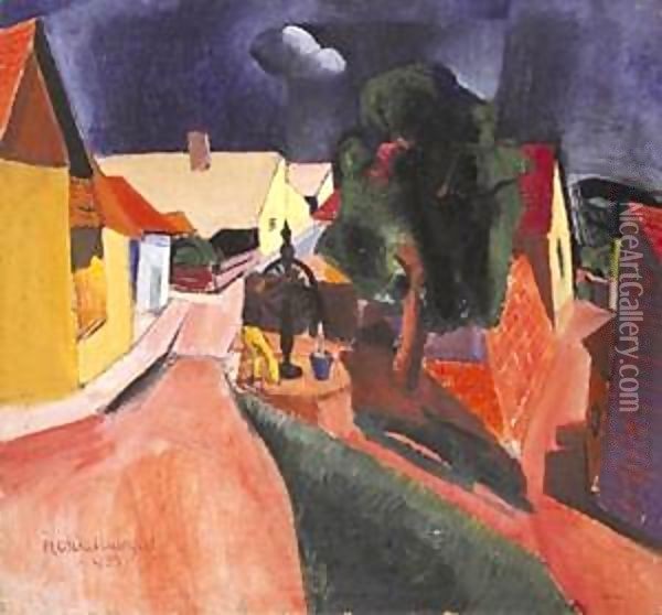 Street at Szentendre in Stormy Weather 1933 Oil Painting - Karl Briullov