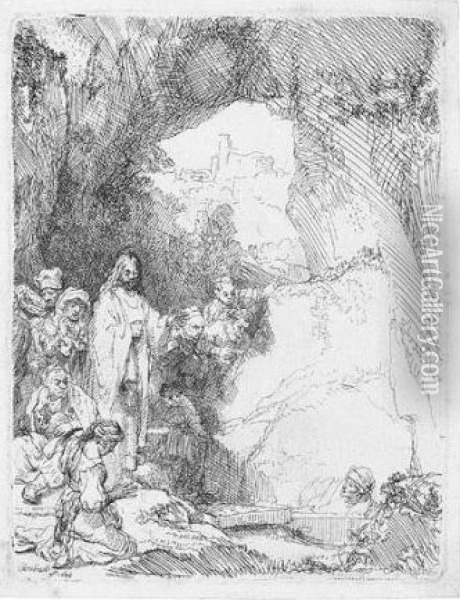 The Raising Of Lazarus (b., Holl.72; H.198; Bb.42-b) Oil Painting - Rembrandt Van Rijn