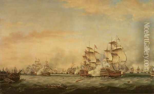 Battle of the Saints, 1782 Oil Painting - Thomas Whitcombe