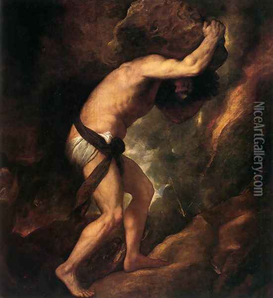 Sisyphus Oil Painting - Tiziano Vecellio (Titian)