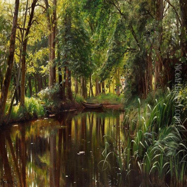 Summer Day In Theforest Oil Painting - Peder Mork Monsted