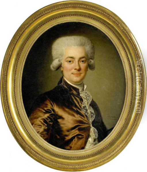 Portratt Av Commerseradet Conradi I Sidenrock Och Spetskras - Midjebild Oil Painting - Adolf Ulrik Wertmuller