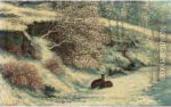 Biches Dans La Neige Oil Painting - Gustave Courbet