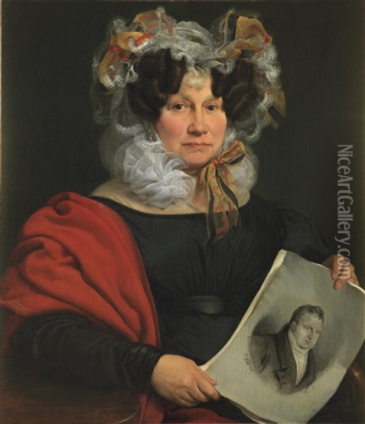 Portrait Von Elisabetha Bassi Charle Oil Painting - Francesco Hayez