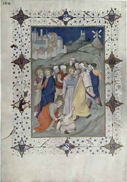 Hours of the Cross Matin and Laudes The Betrayal by Judas from the Tres Riches Heures du Duc de Berry Oil Painting - Jacquemart De Hesdin