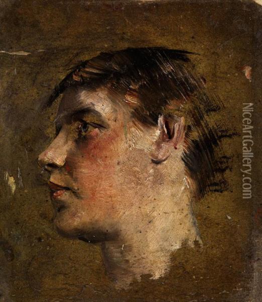 Portrait Eines Jungen Oil Painting - Max Klinger