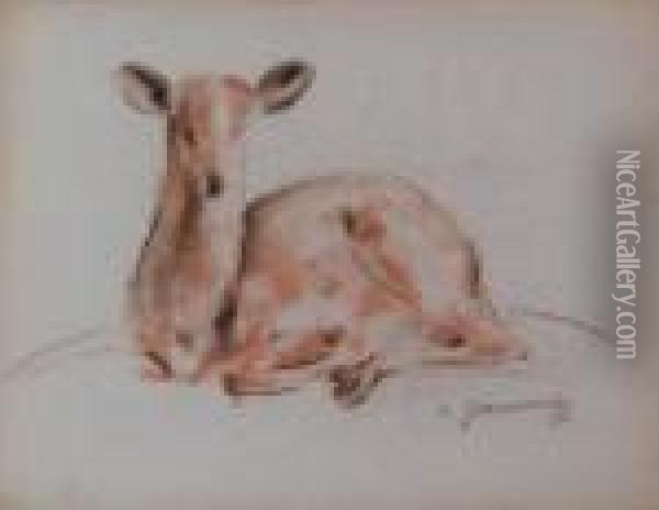 Biche Assise Oil Painting - Sam Granowsky