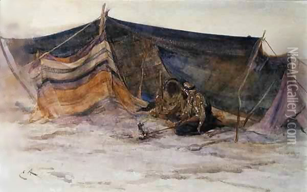 A Bedouin Camp Oil Painting - Edwin John Alexander