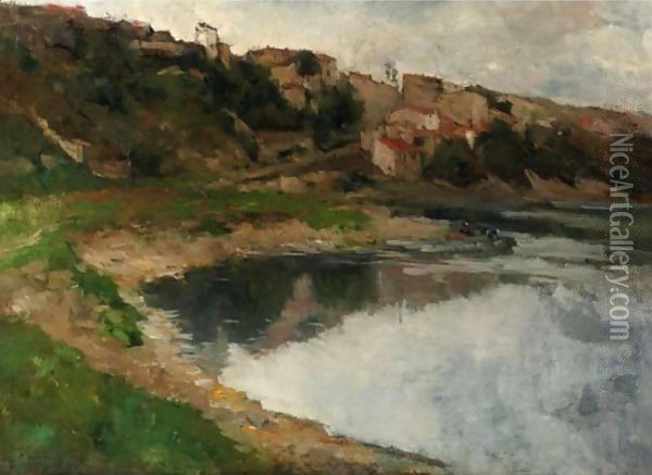 L'Allier Au Pied De Pont-Du-Chateau, Temps De Pluie Oil Painting - Albert Lebourg
