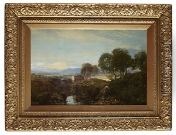 Watermill In A Panoramic Highland Landscape Oil Painting - Horatio McCulloch