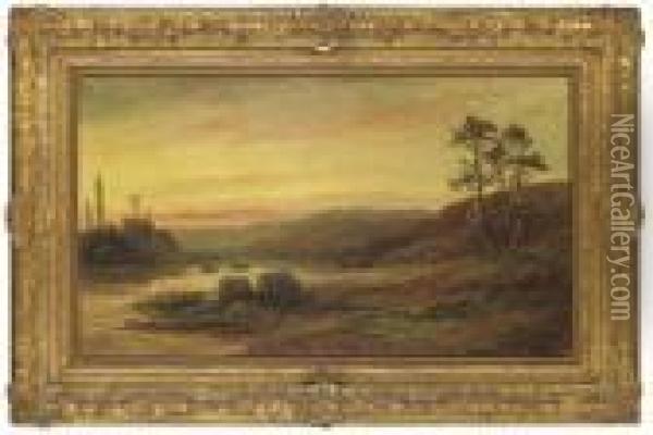 On The River Wye Oil Painting - John MacWhirter