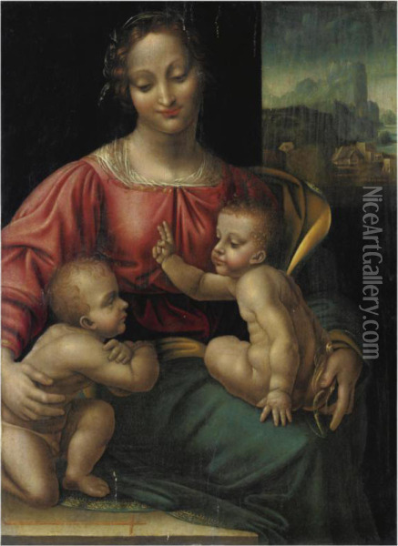 Madonna Col Bambino E San Giovannino Oil Painting - Cesare da Sesto