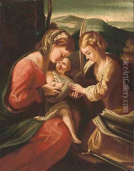 The Mystic Marriage of Saint Catherine Oil Painting - Antonio Allegri da Correggio