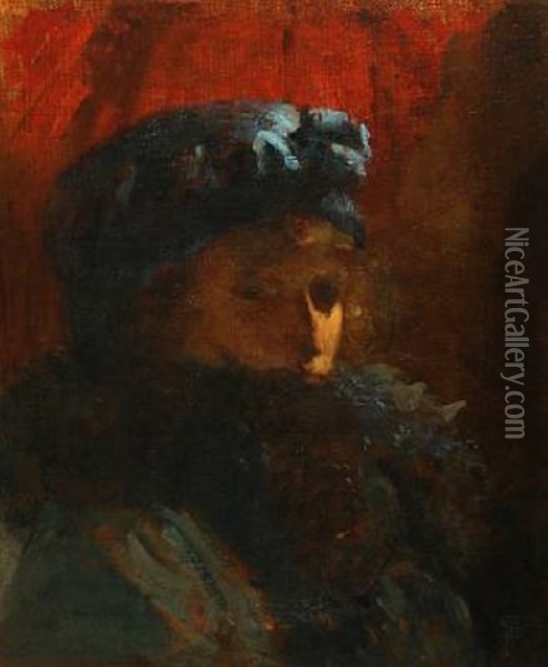 Portrait Of Clara Pontoppidan Oil Painting - Frans Schwartz
