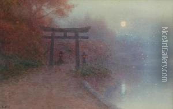 Temple Gate Oil Painting - Ito Yoshihiko