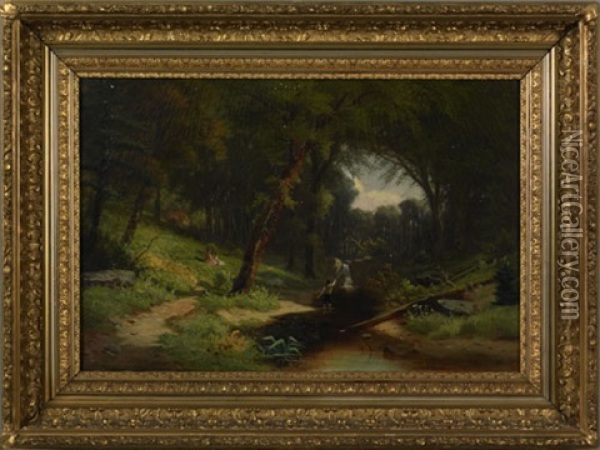 Wooded Landscape Oil Painting - William G. Boardman