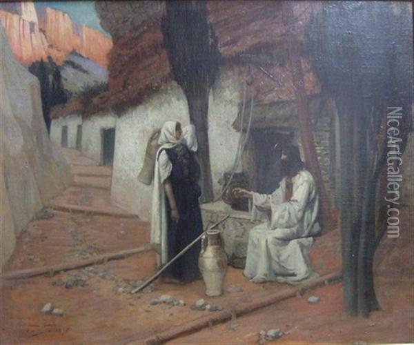 Jesus Et La Samaritaine Oil Painting - Ernest Georges Berges
