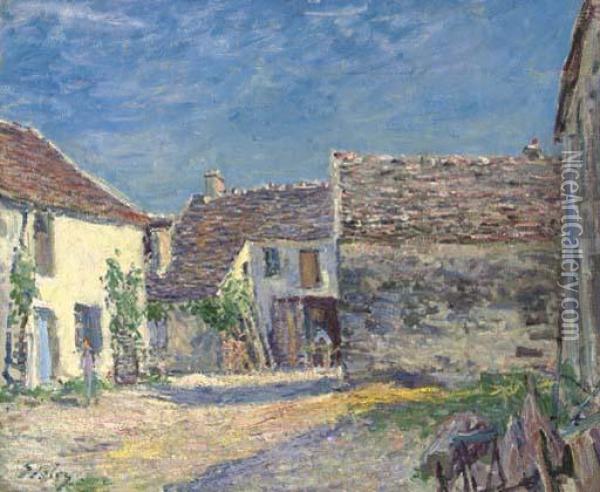 Cour De Ferme Pres De Moret - Soleil De Juillet Oil Painting - Alfred Sisley
