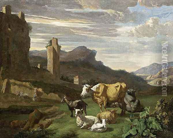 Italianate Landscape (2) Oil Painting - Willem Romeijn