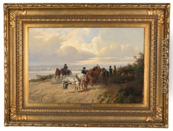 Rast Der Treidelpferde Oil Painting - Hans (Johann) Haag