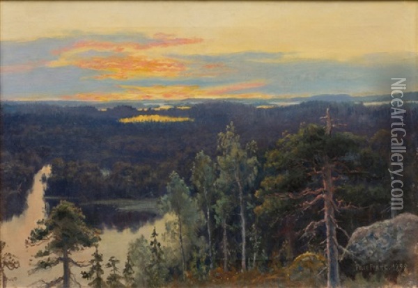 Landscape, Sunset Oil Painting - Felix Frang-Pahlama