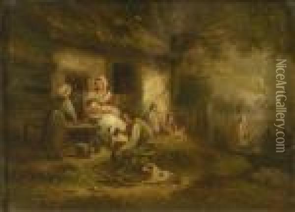 The Cottager's Family Oil Painting - George Morland
