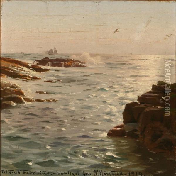 Coastal Scene From Sandvig On Bornholm, Denmark Oil Painting - Peder Mork Monsted