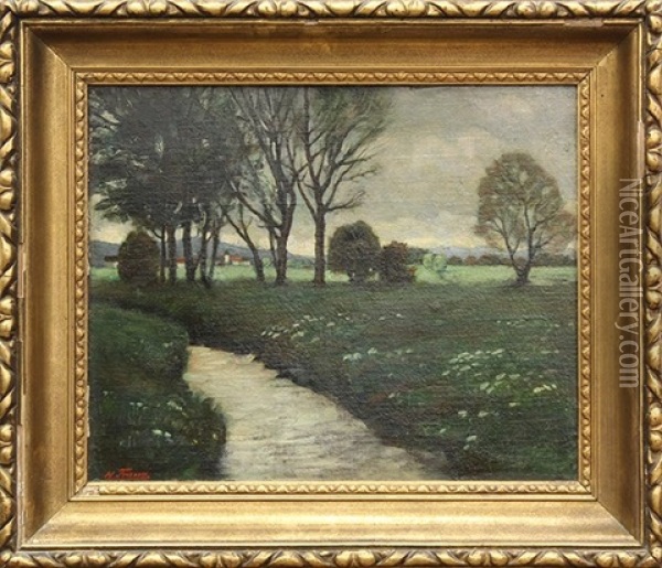 Spring Landscape Oil Painting - Heinrich Franz