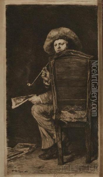 Portrait Of Frank Duveneck/the Smoker. Oil Painting - William Unger