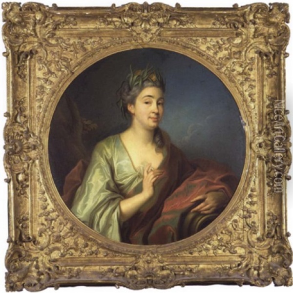 Portrait De Femme En Desse Aquatique Oil Painting - Louis Michel van Loo
